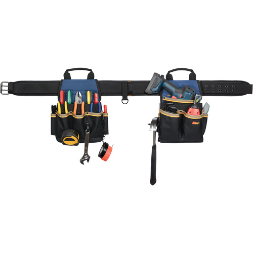 20 Pocket Tool Belt Combo, Polyester, Black Pryde Industrial Inc.