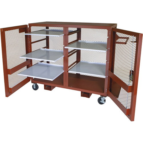 Mobile Mesh Cabinet, Steel, 49 Cubic Feet, Red Pryde Industrial Inc.