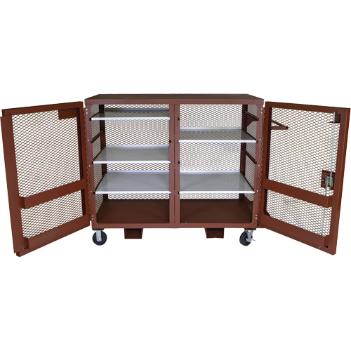 Mobile Mesh Cabinet, Steel, 49 Cubic Feet, Red Pryde Industrial Inc.