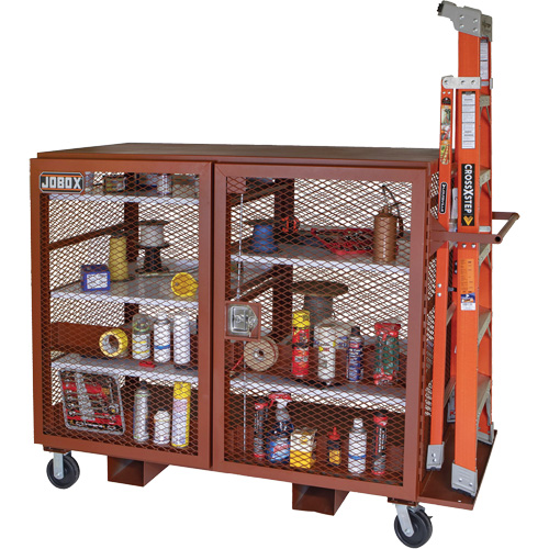 Mobile Mesh Cabinet, Steel, 49 Cubic Feet, Red Pryde Industrial Inc.