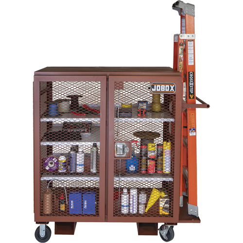 Armoire mobile en treillis, Acier, 37 pi³, Rouge Pryde Industrial Inc.