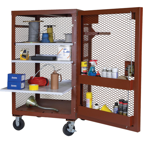 Mobile Mesh Cabinet, Steel, 22 Cubic Feet, Red Pryde Industrial Inc.