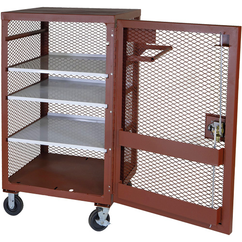 Mobile Mesh Cabinet, Steel, 22 Cubic Feet, Red Pryde Industrial Inc.