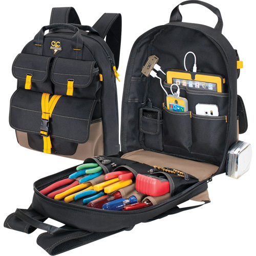 E-Charge Back Pack, 13-1/2" L x 5-1/4" W, Black, Polyester Pryde Industrial Inc.