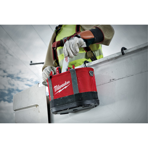 Aerial Utility Oval Bag, Ballistic Nylon, 14 Pockets, Black/Red Pryde Industrial Inc.