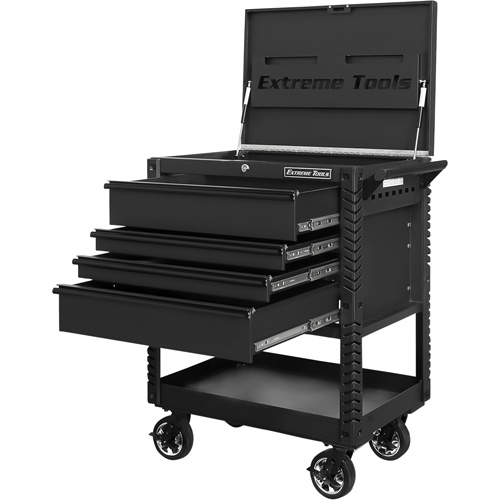 EX Deluxe Series Tool Cart, 4 Drawers, 22-7/8" L x 33" W x 44-1/4" H, Black Pryde Industrial Inc.