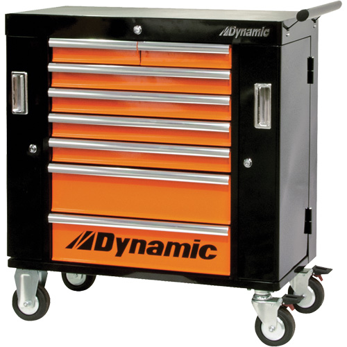 Armoire roulante, 8 tiroirs, 36" la x 18" p x 39-1/4" h, Noir/Orange Pryde Industrial Inc.