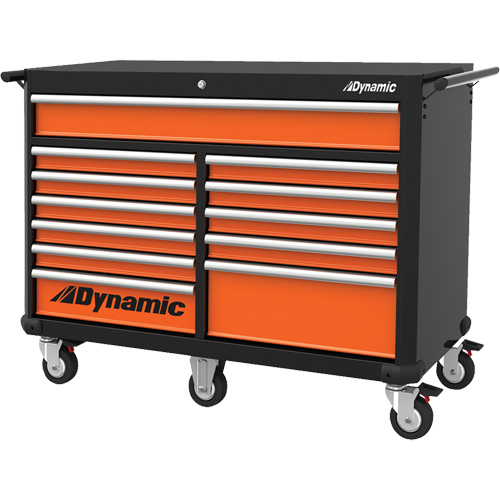 Armoire roulante, 12 tiroirs, 53" la x 24" p x 41" h, Noir/Orange Pryde Industrial Inc.