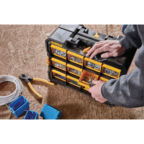 Flip-Bin Organizer, 3-7/8" W x 17-3/4" D x 13-7/8" H, Black/Yellow Pryde Industrial Inc.