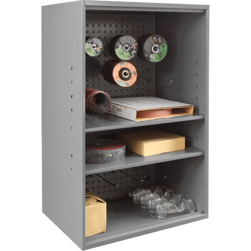 Abrasive Storage Cabinet with Pegboard, Steel, 19-7/8" x 14-1/4" x 32-3/4", Grey Pryde Industrial Inc.