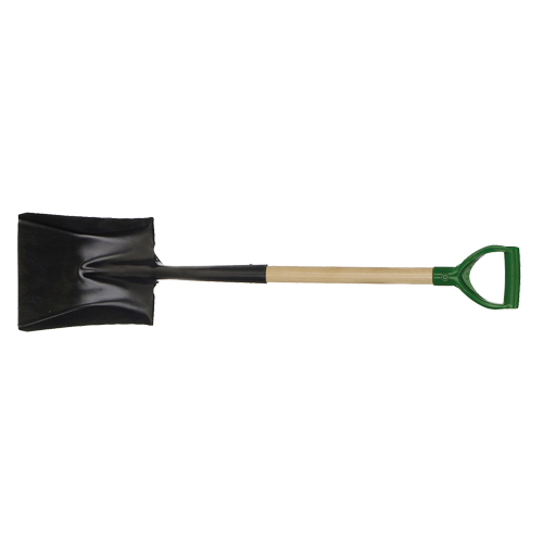 Square Point Shovel, Wood, Tempered Steel Blade, D-Grip Handle, 29" Long Pryde Industrial Inc.