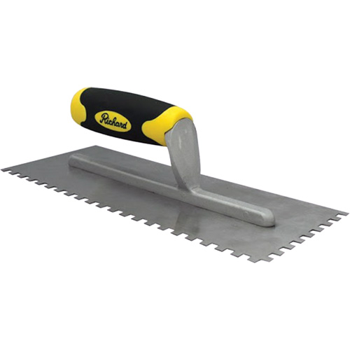 Truelles dent&eacute;es avec prise Ergo-Grip pour lapplication des adh&eacute;sifs Pryde Industrial Inc.