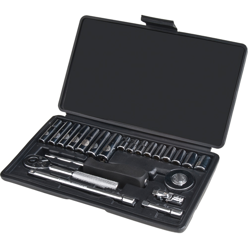 Socket Set, 22 Pcs, 1/4" Drive Size, Deep Pryde Industrial Inc.