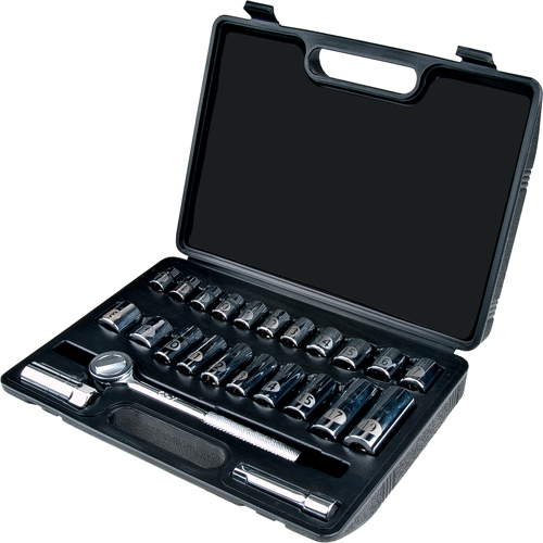 Metric Socket Set, 24 Pcs, 3/8" Drive Size, Deep Pryde Industrial Inc.