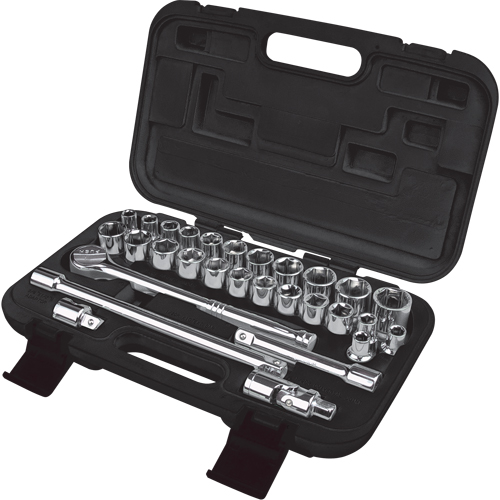 SAE/Metric Socket Set, 29 Pcs, 1/2" Drive Size Pryde Industrial Inc.