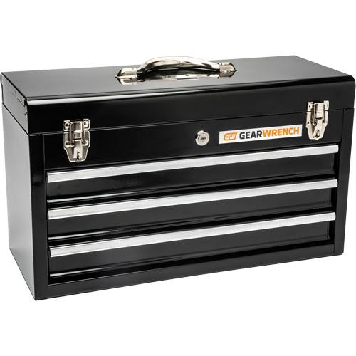 Boîte &agrave; outils portative, 20" la, 3 tiroirs, Noir Pryde Industrial Inc.
