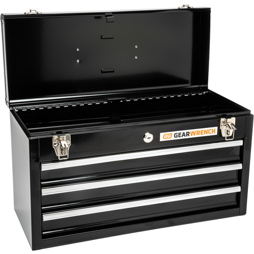 Boîte &agrave; outils portative, 20" la, 3 tiroirs, Noir Pryde Industrial Inc.