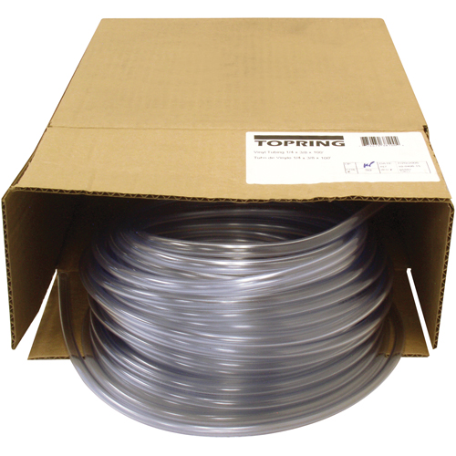 Tubing, Air/Water, 0.375" OD x 100' L, PVC, Clear, 55 PSI @ 20°C Pryde Industrial Inc.