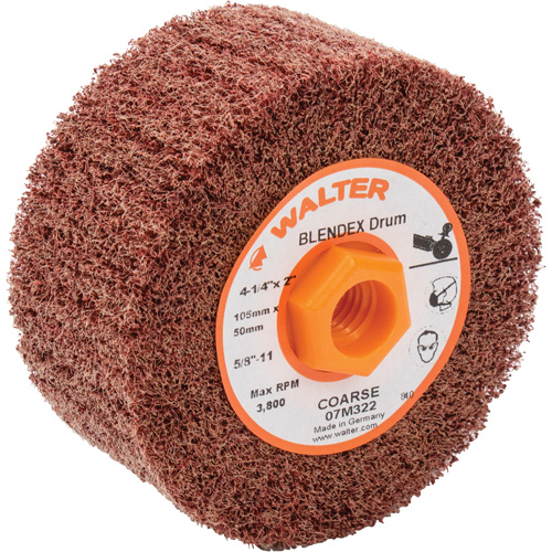 ALLSTEEL Blendex Surface Conditioning Drum, 4-1/4" Dia. x 2" W, 5/8"-11 Arbor, Coarse Grit Pryde Industrial Inc.
