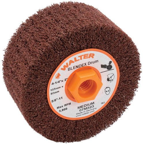 Tambour de conditionnement de surface Blendex ALLSTEEL, 4-1/4" dia. x 2" la, 5/8"-11 Arbre, Grain Moyen Pryde Industrial Inc.