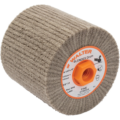 Tambour de conditionnement de surface Blendex ALLSTEEL, 4-1/4" dia. x 4" la, 5/8"-11 Arbre, Grain Fin Pryde Industrial Inc.