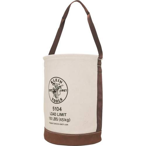 Bucket with Leather Bottom, 17" H, Canvas, Beige Pryde Industrial Inc.