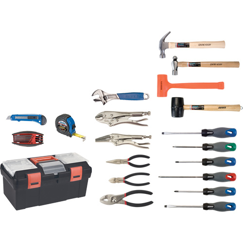 Essential Tool Set with Plastic Tool Box, 28 Pieces Pryde Industrial Inc.