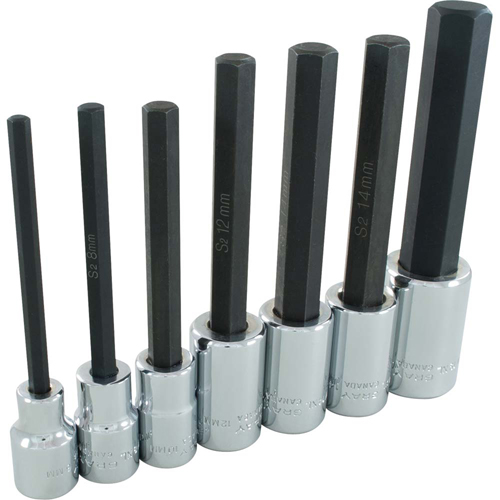 Jeu de douilles &agrave; t&ecirc;te hexagonale tr&egrave;s longues, Hexagonale, Prise 1/2", 7 mrcx Pryde Industrial Inc.