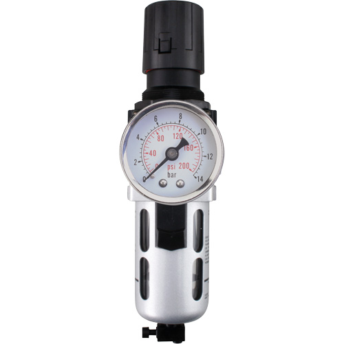 Modular Air Filter/Regulator (Gauge Included), 1/4" NPT, 145 PSI, 0.3 fl. oz. Capacity Pryde Industrial Inc.