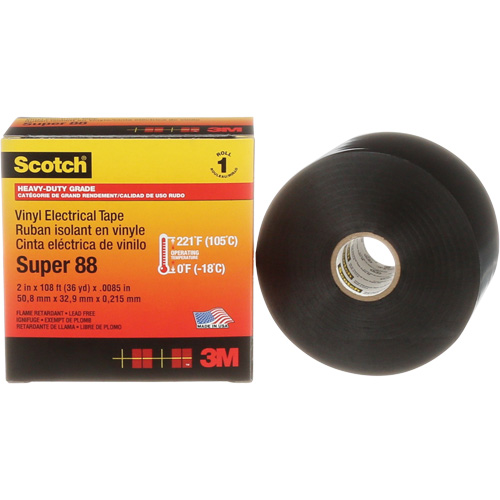 Scotch&reg; Super 88 Professional Electrical Tape, 51 mm (2") x 33 m (108'), Black, 8.5 mils Pryde Industrial Inc.