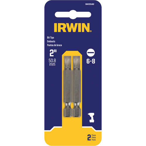 Power Bits, Slot, 6 - 8 Tip, 1/4" Drive Size, 2" Length Pryde Industrial Inc.