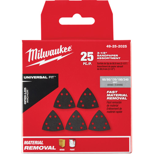 Ensemble de papiers abrasifs triangulaires 3-1/2" Open-Lok Pryde Industrial Inc.