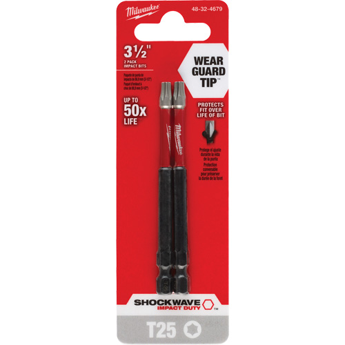 Embout de tournevis Shockwave Impact Duty, Torx, Embout T-25, Prise 1/4", Longueur 3-1/2" Pryde Industrial Inc.