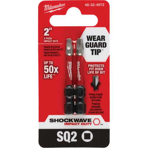 Embout de tournevis Shockwave Impact Duty, Carr&eacute;e, #2, Prise 1/4" Pryde Industrial Inc.