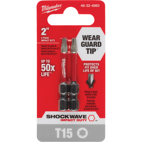 Shockwave Impact Duty Screwdriver Bit, Torx, T-15, 1/4" Drive Pryde Industrial Inc.