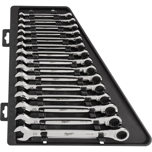 Jeu de cl&eacute;s &agrave; cliquet, Combinaison, 15 morceaux, M&eacute;trique Pryde Industrial Inc.