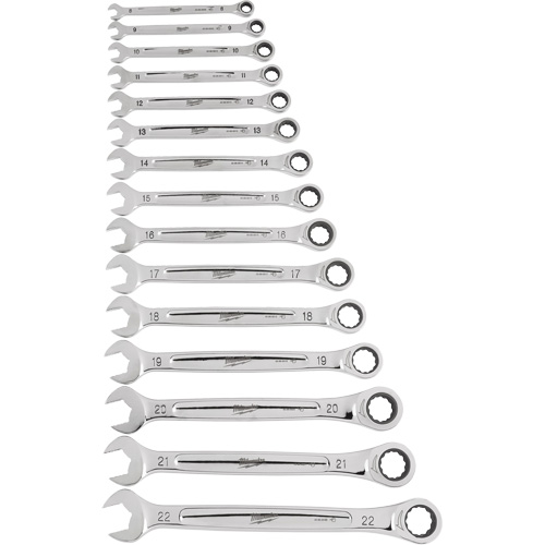 Jeu de cl&eacute;s &agrave; cliquet, Combinaison, 15 morceaux, M&eacute;trique Pryde Industrial Inc.