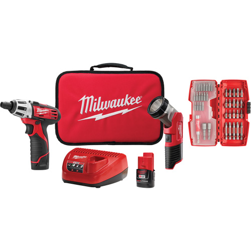 Trousse daccessoires pour tournevis avec lampe de travail, Lithium-ion, 12 V Pryde Industrial Inc.