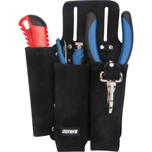 Porte-outils pour monteur de ligne, Porte-outil multiple, Cuir, 3 Poches Pryde Industrial Inc.