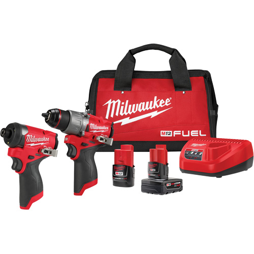 Ensemble tournevis-perceuse 1/2" M12 Fuel & tournevis hexagonal &agrave; percussion 1/4", Lithium-ion, 12 V Pryde Industrial Inc.