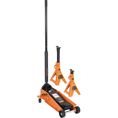 Service Jack with 4-Ton Vehicle Stands, 3.5 Ton(s) Capacity, 5-1/8" Lowered, 21" Raised, Manual Hydraulic Pryde Industrial Inc.