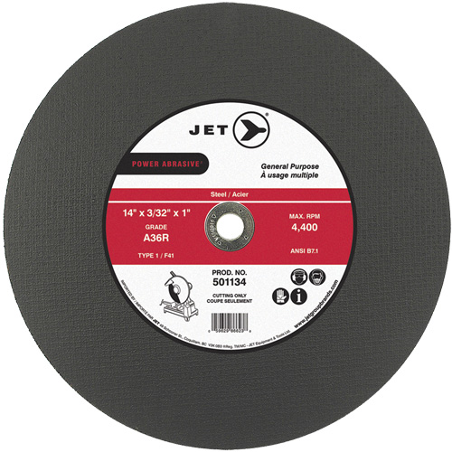 A36R Power Abrasive Cut-Off Wheel, 14" x 3/32", 1" Arbor, Type 1, 4400 RPM Pryde Industrial Inc.