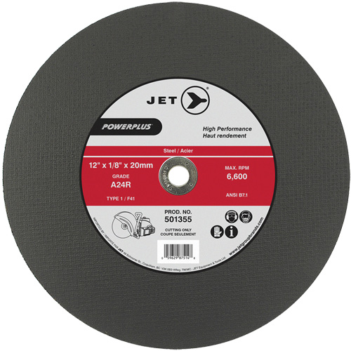 A24R PowerPlus Cut-Off Wheel, 12" x 1/8", 20 mm Arbor, Type 1, 6600 RPM Pryde Industrial Inc.