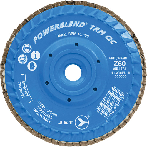 PowerBlend TRM QC Trimmable Flap Disc, 5" x 5/8"-11, Type 27, Z60 Grit, Zirconia Alumina Pryde Industrial Inc.
