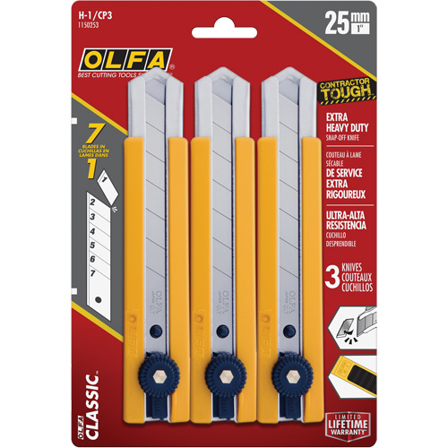 H-1 Classic Extra Heavy-Duty Utility Knife with Rubber Grip Inset, 25 mm Pryde Industrial Inc.