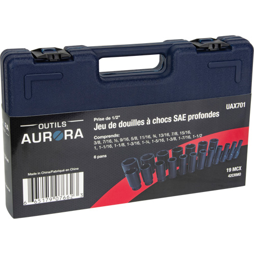 Jeu de douilles SAE, 19 Mcx, Chocs, Prise de 1/2", Profond Pryde Industrial Inc.