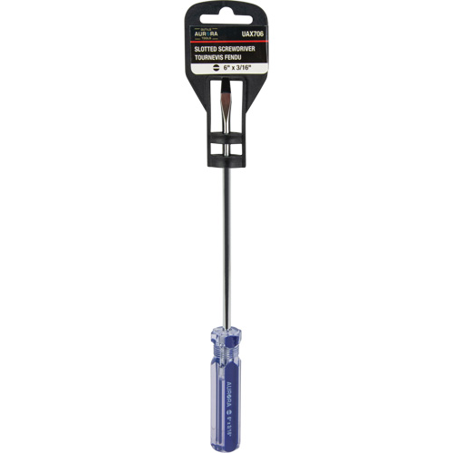 Tournevis &agrave; fente bleu transparent avec bandes, Tige de 3/16", Ronde, Prise en Plastique Pryde Industrial Inc.