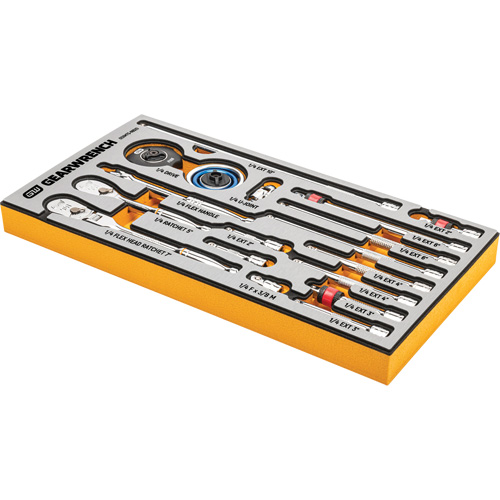Jeu d'outils pour maître m&eacute;canicien MEGAMOD dans des plateaux en mousse modulaire de premi&egrave;re qualit&eacute; avec rangement d'outils, 1268 morcea Pryde Industrial Inc.