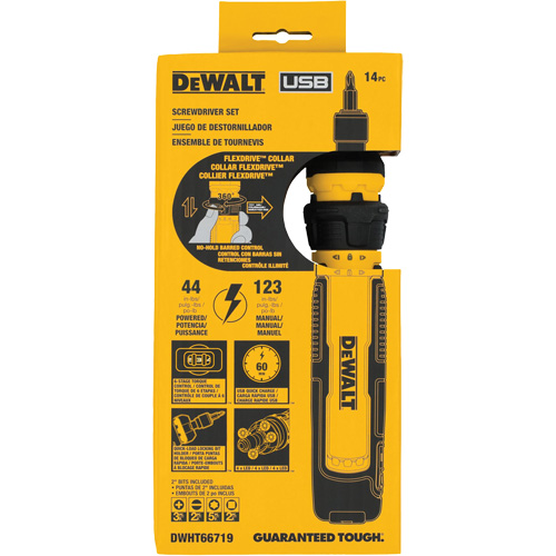 Jeu de tournevis sans fil de 14 morceaux avec commande FLEXDRIVE, 4 V, 44 lb-po/5 Nm couple max. Pryde Industrial Inc.