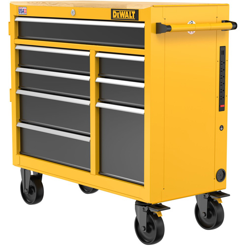 Postes de travail industriel mobile, 8 tiroirs, 40" la x Jaune Pryde Industrial Inc.